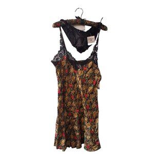 Silkscreen vintage nwt nightgown lingerie + panties Large silk floral paisley